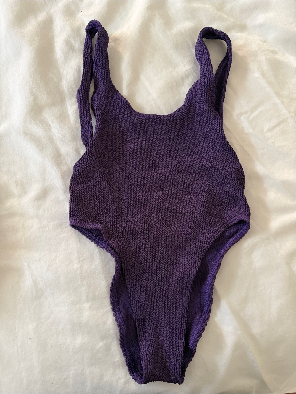 bond-eye Textured Deep Purple One-Piece Swimsuit